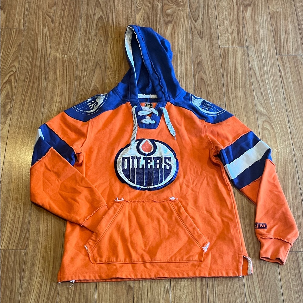 💙Oilers Orange and Blue Men's Jersey Hoodie
